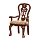 Elana Traditional Arm Chair With fabric, Brown Cherry Finish, Set of 2 By Casagear Home