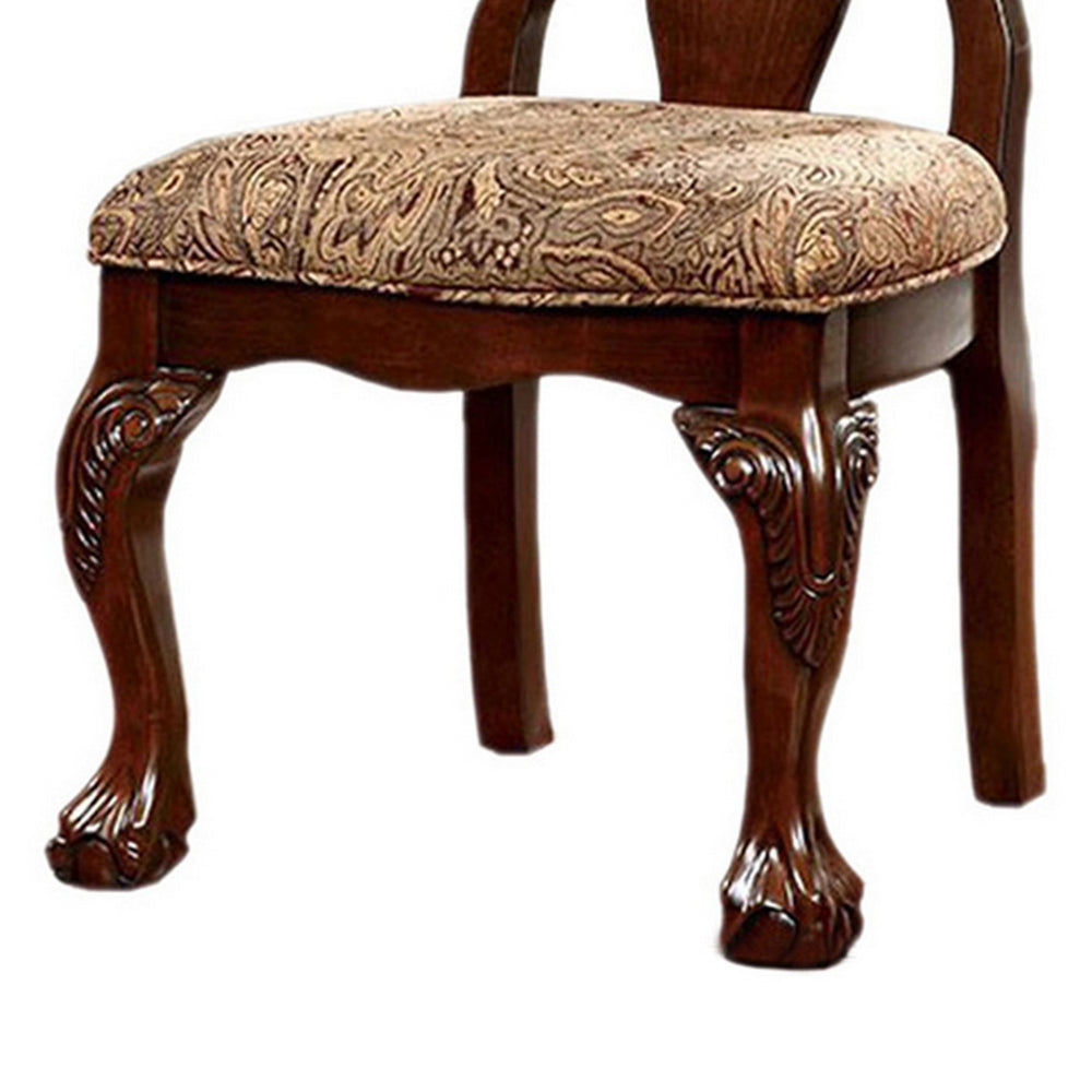 Elana Traditional Side Chair With fabric, Brown Cherry Finish, Set of 2 By Casagear Home