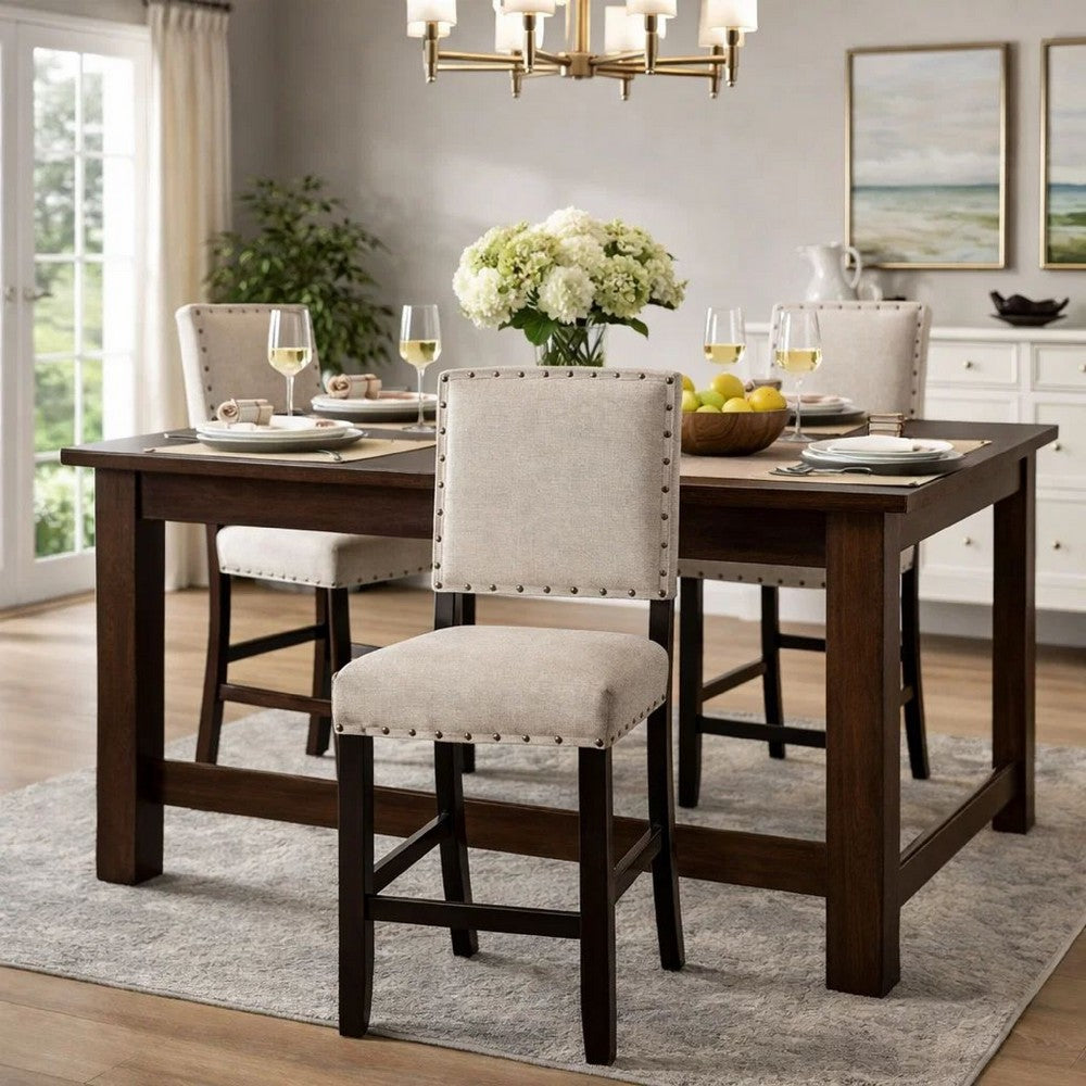 Bar Chair Set of 2 | Sania II Rustic | Ivory Linen Cream