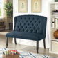 48 Inch Classic Loveseat Bench, 2 Seater, Linen, Tufted, Nailhead, Blue By Casagear Home