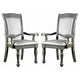 Traditional Style Wooden Arm Chair With Leatherette Cushions In Gray Set Of 2 By Casagear Home FOA-CM3350GY-AC-2PK
