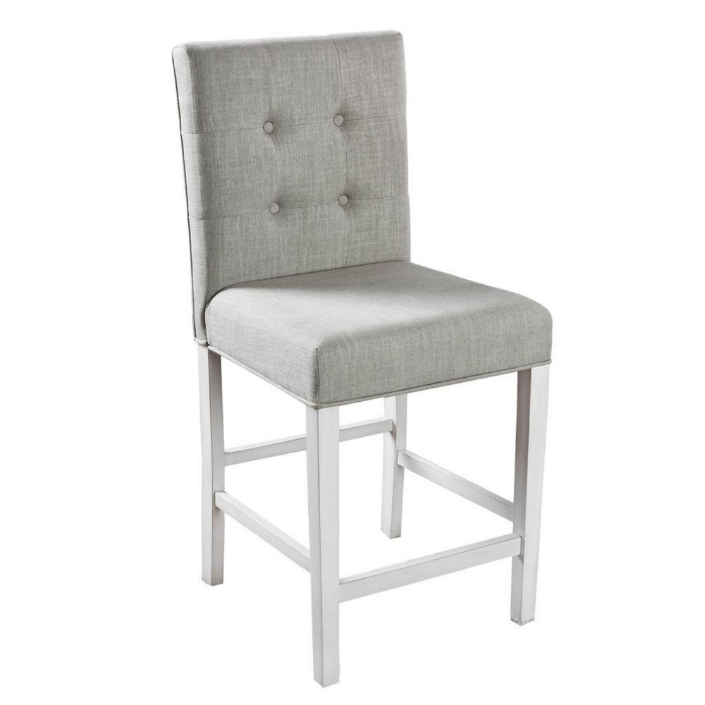 Fabric Upholstered Wooden Counter Height Chair, White And Gray, Pack Of Two -CM3390PC-2PK By Casagear Home