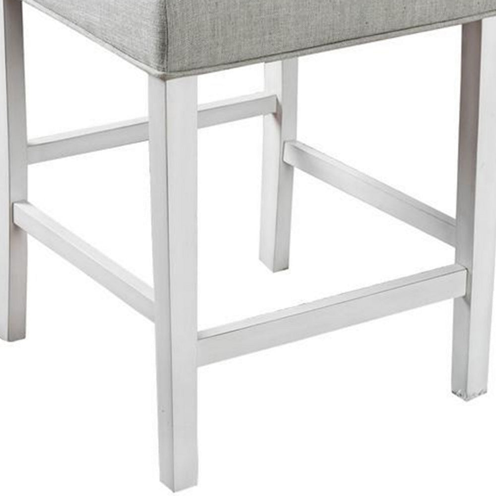 Fabric Upholstered Wooden Counter Height Chair White And Gray Pack Of Two -CM3390PC-2PK By Casagear Home FOA-CM3390PC-2PK