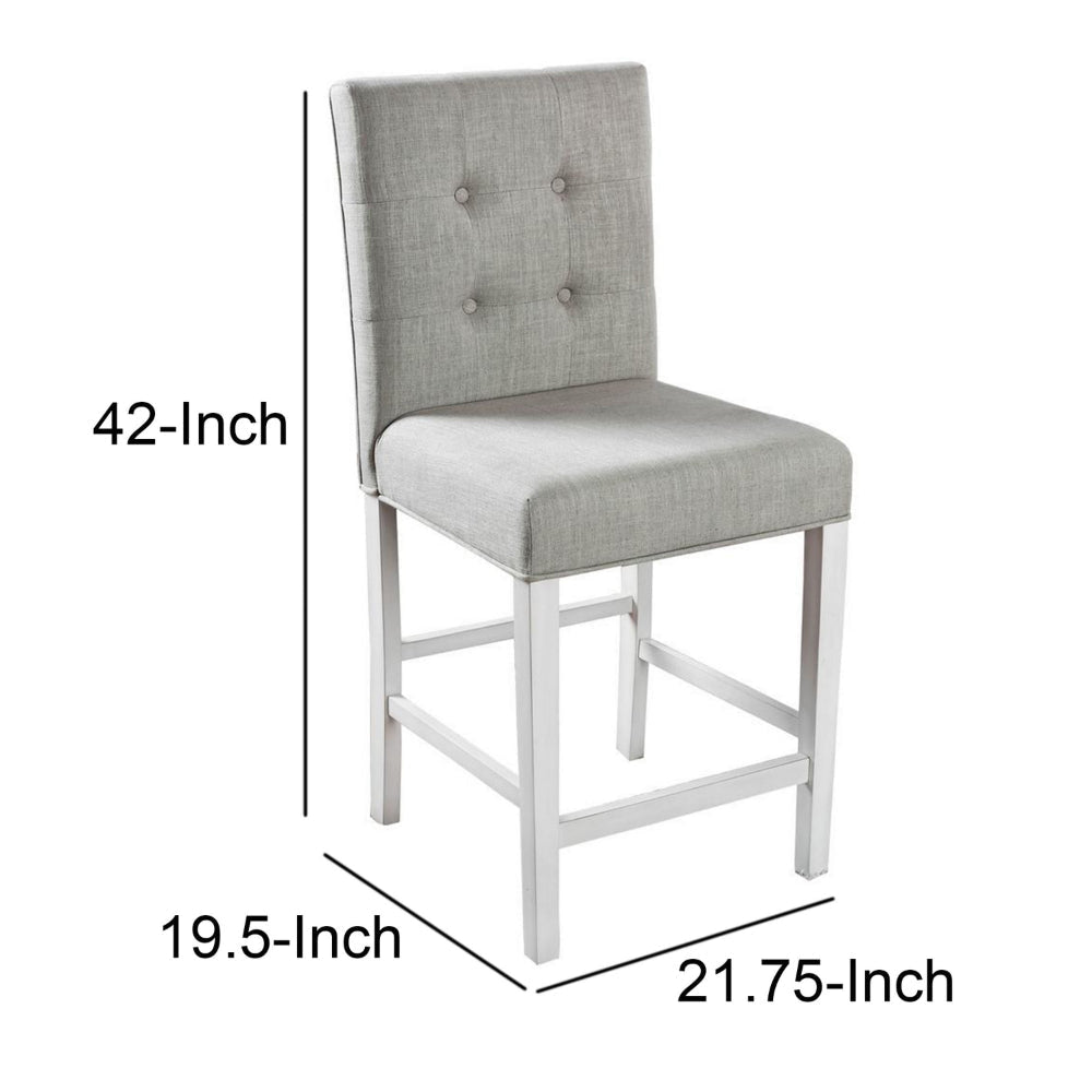 Fabric Upholstered Wooden Counter Height Chair White And Gray Pack Of Two -CM3390PC-2PK By Casagear Home FOA-CM3390PC-2PK