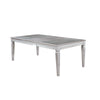 Wooden Dining Table With Beveled Mirror Insert, Silver and Clear