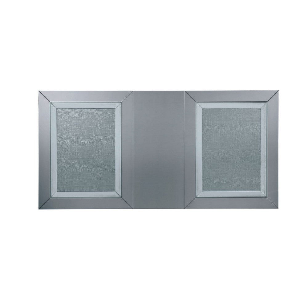 Wooden Dining Table With Beveled Mirror Insert, Silver and Clear