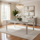 Wooden Dining Table With Beveled Mirror Insert, Silver and Clear