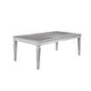 Wooden Dining Table With Beveled Mirror Insert, Silver and Clear