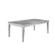 Wooden Dining Table With Beveled Mirror Insert, Silver and Clear