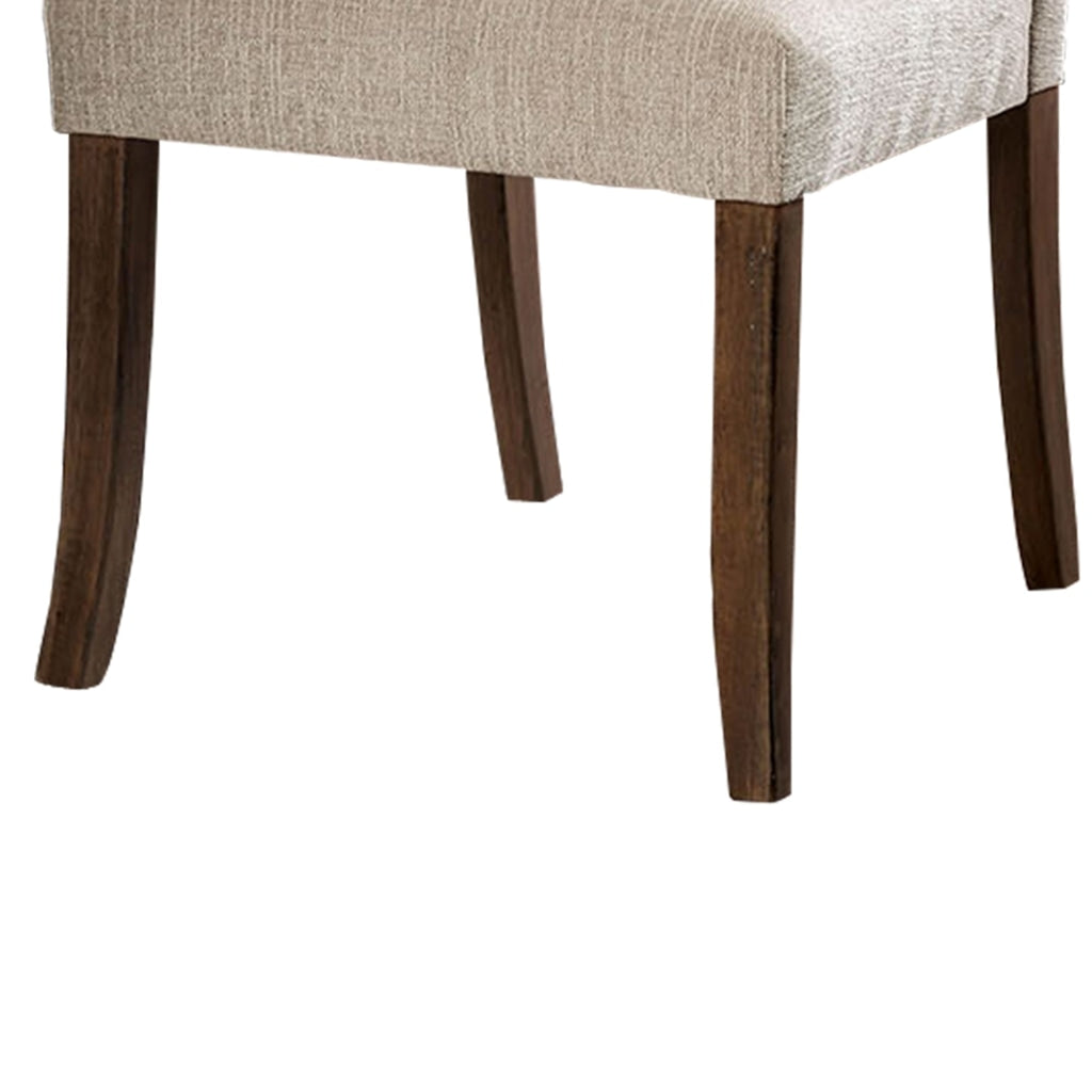 Wooden Fabric Upholstered Side Chair Ivory And Brown Pack Of Two By Casagear Home FOA-CM3564A-SC-2PK