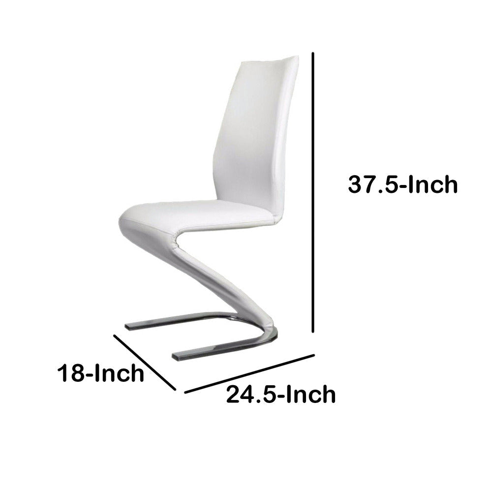 Buy Side Chair Set of 2 White Faux Leather Chrome Base | Fast Shipping ...