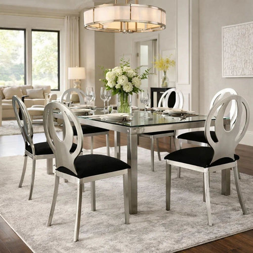 Side Chair Set of 2 | Orla Contemporary | Black Microfabric Seat