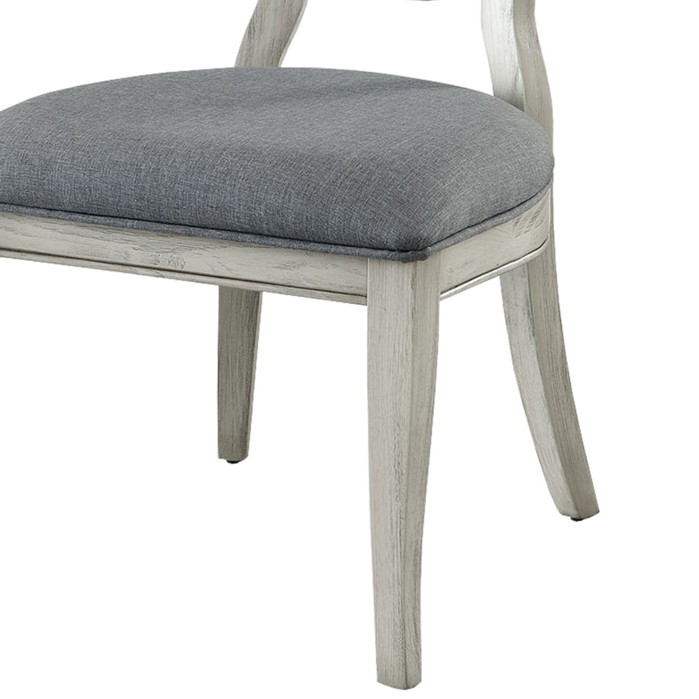 Fabric Upholstery Side Chair, White And Gray, Pack Of Two -CM3872WH-SC-2PK By Casagear Home