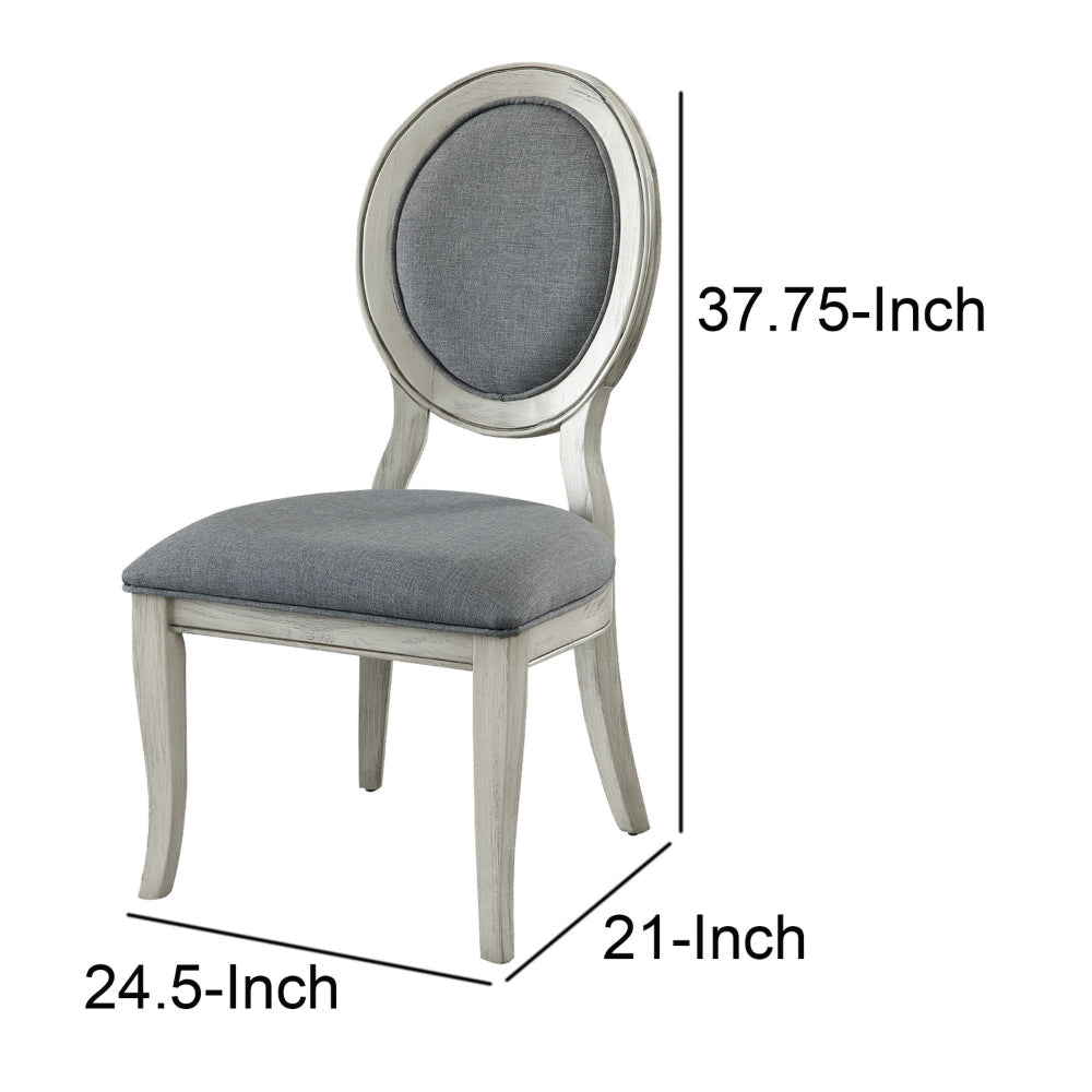 Fabric Upholstery Side Chair, White And Gray, Pack Of Two -CM3872WH-SC-2PK By Casagear Home