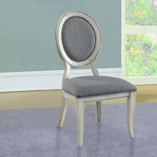 Side Chair Set of 2 | Fabric Upholstered | White Gray