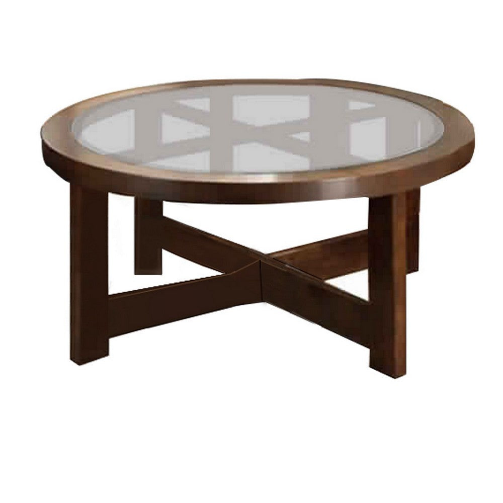 Coffee Table | Round Wood | Wedge Ottoman Storage FOA-CM4321C