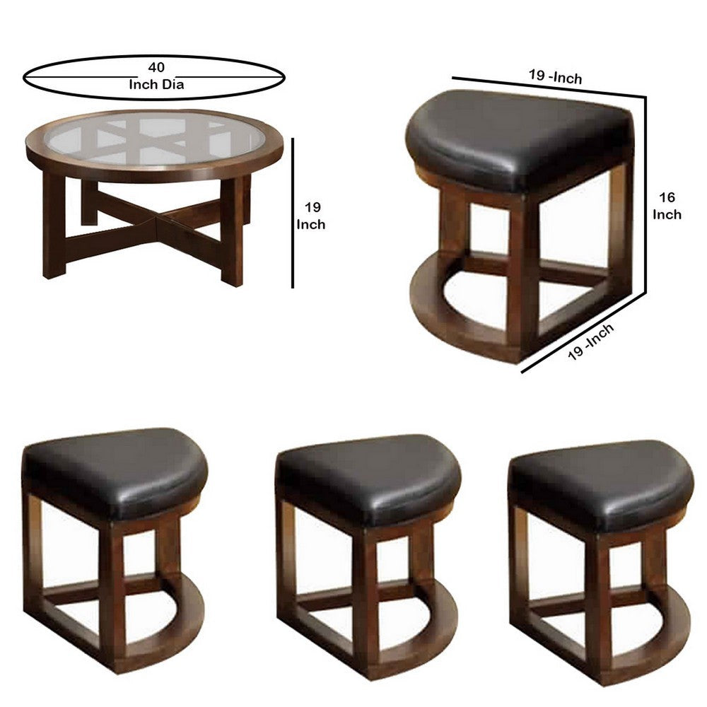 Coffee Table | Round Wood | Wedge Ottoman Storage FOA-CM4321C
