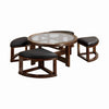 Coffee Table | Round Wood | Wedge Ottoman Storage