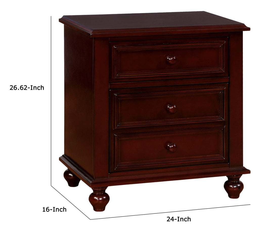 Wooden Night Stand With 2 Drawers Dark Brown By Casagear Home FOA-CM7155EX-N