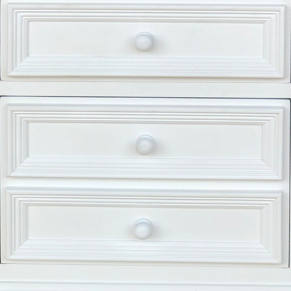 28 Inch Bedside Nightstand 2 Drawers with Classic Round Knobs Handcrafted White Mango Wood FOA-CM7155WH-N
