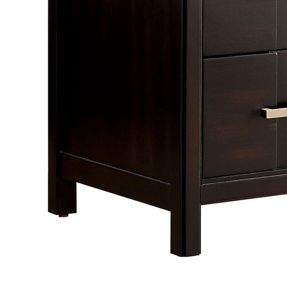 Transitional Solid Wood Night Stand With Two Drawers, Espresso Brown By Casagear Home
