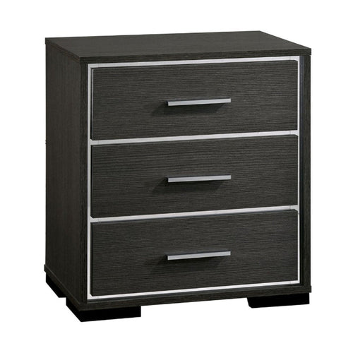 Nightstand | 3 Drawer | Contemporary Style | Bar Handles | Dark Gray