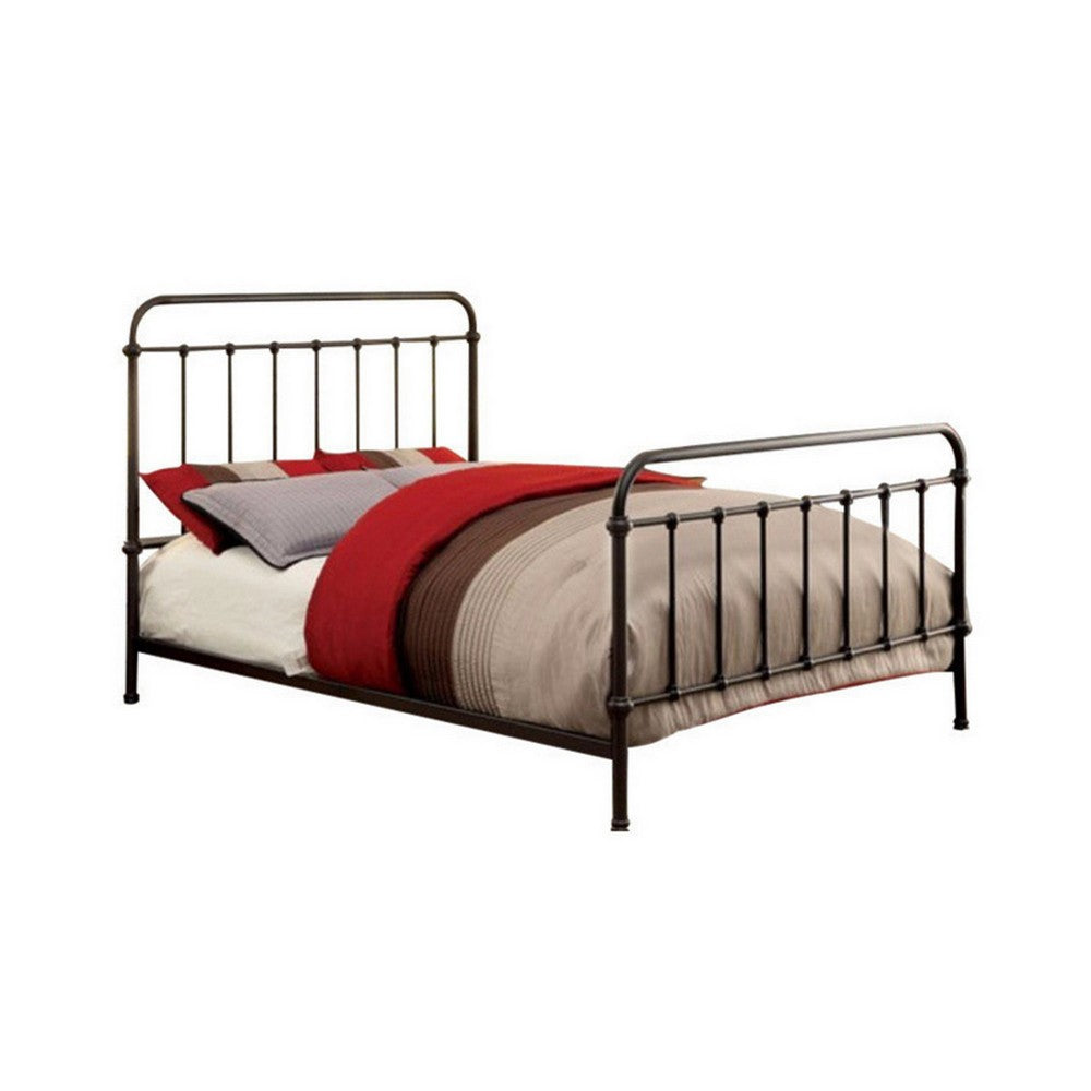 Metal Full Size Platform Bed with Headboard & Footboard Deep Bronze By Casagear Home FOA-CM7701GM-F