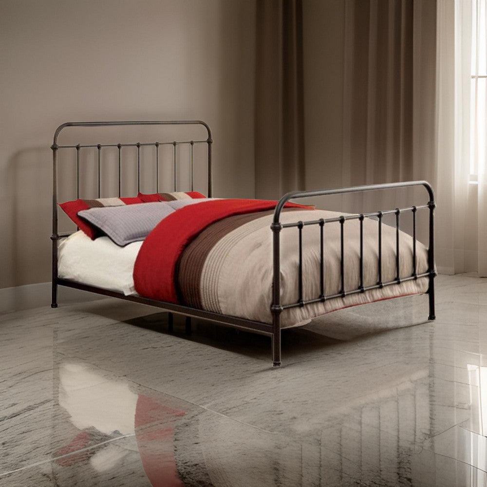 Metal Full Size Platform Bed with Headboard & Footboard, Deep Bronze By Casagear Home