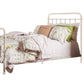Industrial Style Metal Frame Twin Size Bed with Spindle Design Antique White By Casagear Home BM123605