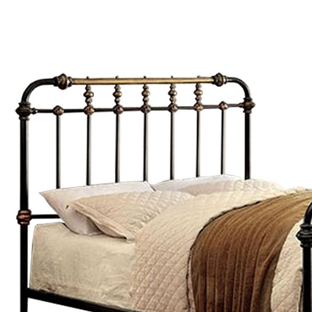 Metal Eastern King Bed with Gold Accent Black By Casagear Home FOA-CM7733EK