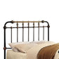 Curved Headboard Metal Full Size Bed with Spindles, Black and Gold By Casagear Home