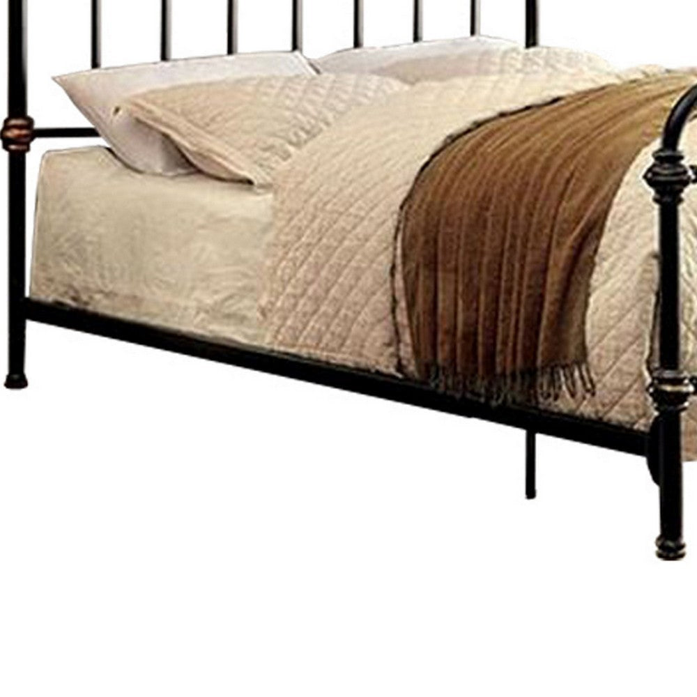 Bed | Full Size | Curved Headboard | Metal | Black Gold FOA-CM7733F
