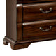 28 Inch Bedside Nightstand, 3 Drawers with Pewter Handles, Classic Dark Cherry Brown Solid Wood