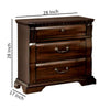 28 Inch Bedside Nightstand, 3 Drawers with Pewter Handles, Classic Dark Cherry Brown Solid Wood