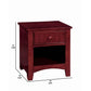 Wooden Night Stand With One Drawer And Open Shelf In Cherry Brown -CM7905CH-N By Casagear Home FOA-CM7905CH-N