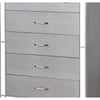 Five Drawer Solid Wood Chest with Mirror Accent Trim Front Silver FOA-CM7977SV-C
