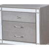 Three Drawer Solid Wood Nightstand with Mirror Accent Trim Front Silver -CM7977SV-N By Casagear Home FOA-CM7977SV-N