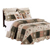 Douro 4 Piece Twin Size Quilt Set | Floral Print | Scalloped Edges | Brown