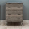 Contemporary Solid Wood Chest with Metal Hairpin Legs, Grey