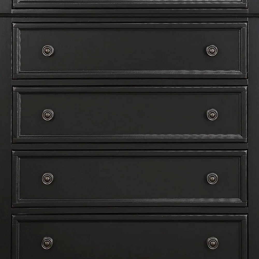 Transitional Style Five Drawer Wooden Chest with Round Bun Legs White HME-1714BK-9