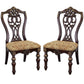 Fabric Upholstered Wooden Side Chair With Intricate Back Set of 2 Cherry Brown HME-1824S