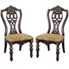 Fabric Upholstered Wooden Side Chair With Intricate Back Set of 2 Cherry Brown HME-1824S