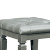 Wooden Vanity Stool With Faux Leather Tufted Seat Gray HME-1916-14