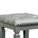 Wooden Vanity Stool With Faux Leather Tufted Seat Gray HME-1916-14