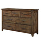 Spacious Wooden Dresser With 7 Drawers, Rustic Burnished Brown
