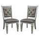 28 Inch Wood Dining Chair Faux Leather Acrylic Crystals Set of 2 Silver HME-1958S