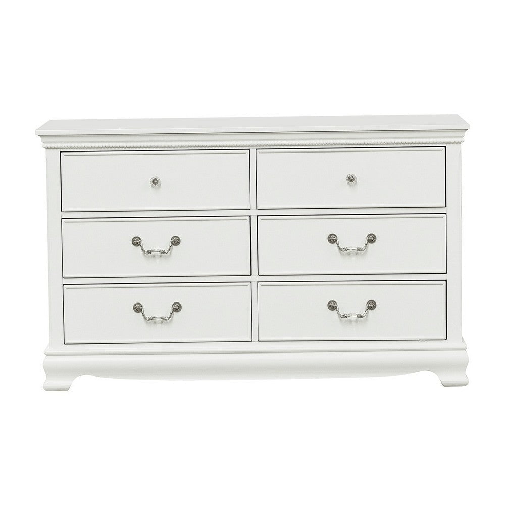 Finely Designed Wooden Dresser With 6 Drawers White HME-2039W-5