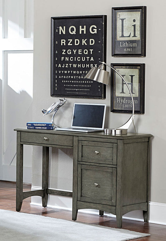 Wooden Writing Desk With Keyboard Tray And 2 Drawers, Gray By Casagear Home