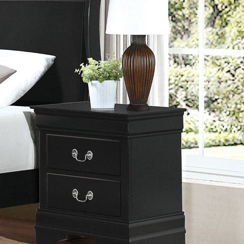 Traditional Style Wooden Night Stand With 2 Drawers Black
