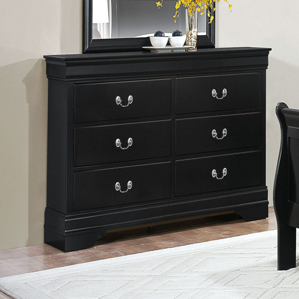 Buy Black Wooden Dresser, 6 Drawers, Contemporary